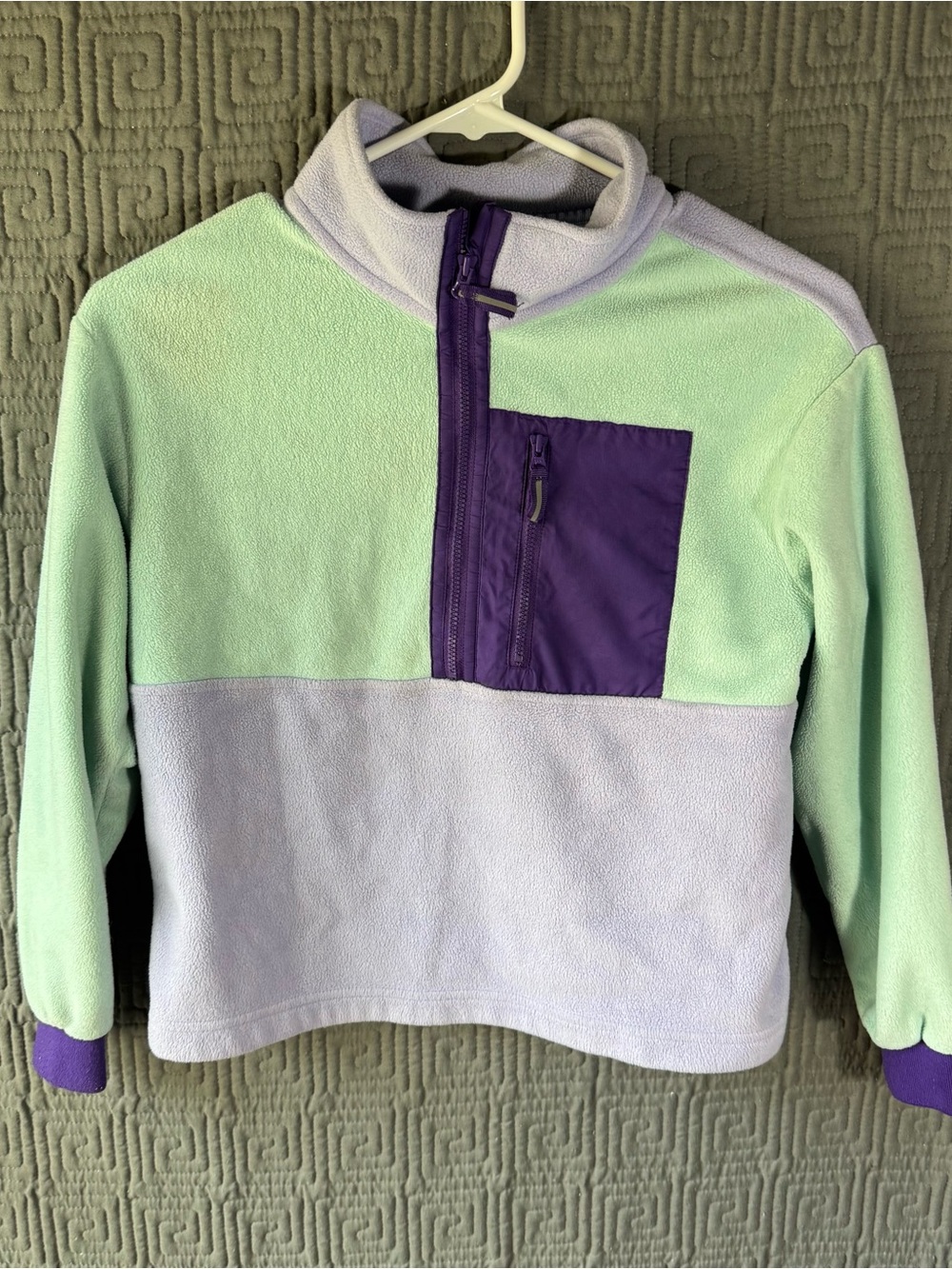 Members Mark Girls Youth Medium 7/8 Purple Half Zip Fleece Pullover Sweater